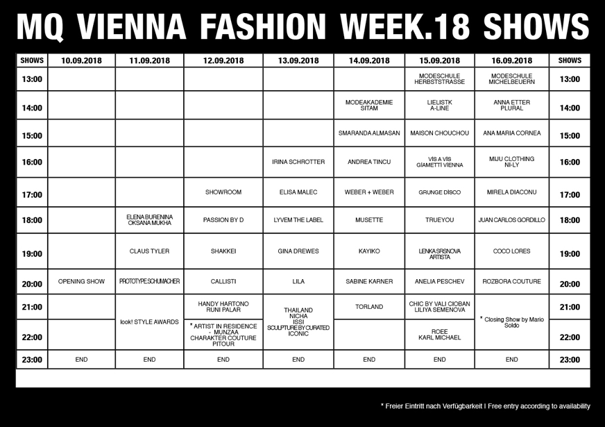 MQ VIENNA FASHION WEEK.18 SHOWS