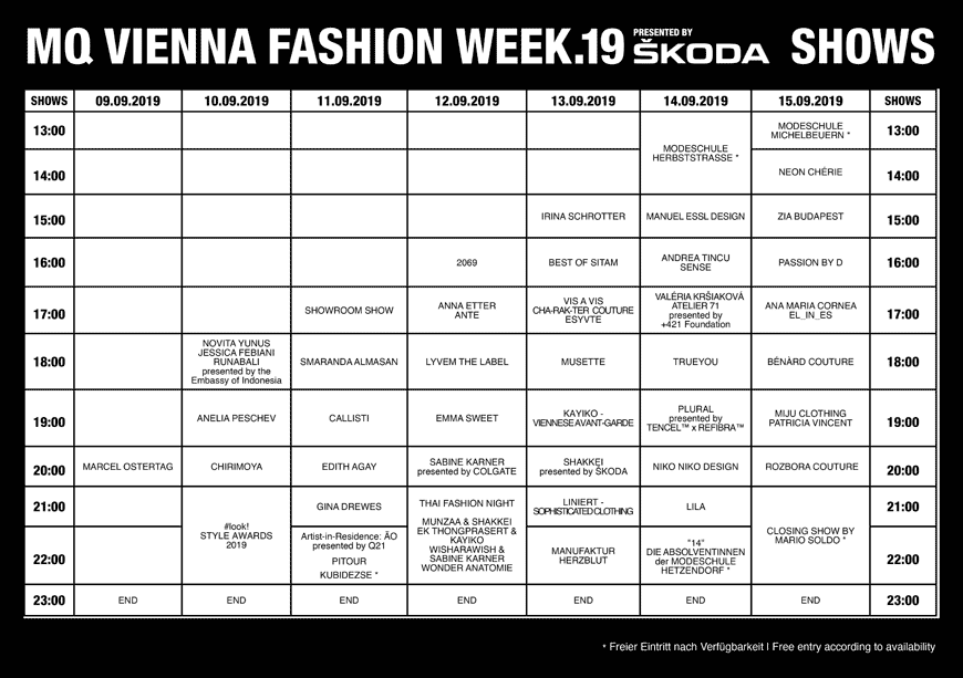MQ VIENNA FASHION WEEK.19 SHOWS